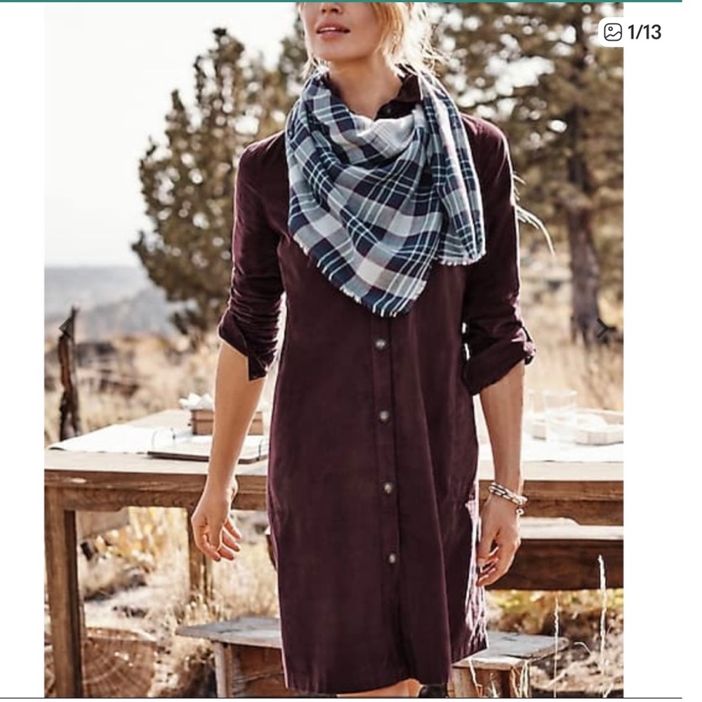 NWT J. Jill Spicedwine Luxe Soft Fine Wale Corduroy Shirtdress Size Large